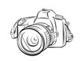 Modern camera in outline style.