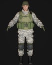 Camouflaged Male Soldier 3d render, 3d model