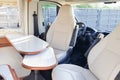 Modern camper van vehicle interior view of motor home rv for recreational vanlife Royalty Free Stock Photo