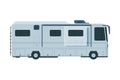 Modern Camping RV Trailer, Mobile Home for Summer Trip, Family Tourism and Vacation Flat Vector Illustration