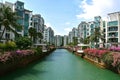 Modern canal apartments Royalty Free Stock Photo
