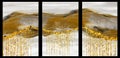 Modern canvas art mural wallpaper landscape background. golden and brown curvy lines. 3d frame wall art. Royalty Free Stock Photo