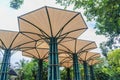 Modern canvas roof in mushroom shaped for car park Royalty Free Stock Photo