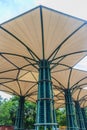 Modern canvas roof in mushroom shaped for car park Royalty Free Stock Photo