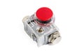 Modern car battery terminal many contacts red cap