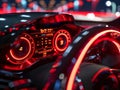 Modern Car Dashboard at Night with Illuminated Gauges Royalty Free Stock Photo