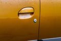 Modern car door handle close up view. Royalty Free Stock Photo