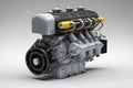 Modern car engine on white background. Neural network generated art Royalty Free Stock Photo