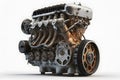 Modern car engine on white background. Neural network generated art Royalty Free Stock Photo