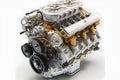 Modern car engine on white background. Neural network generated art Royalty Free Stock Photo