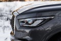 Modern car headlight close up view. Royalty Free Stock Photo