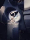 Modern car ignition lock closing. Car keys in the keyhole Royalty Free Stock Photo