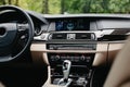 Modern car interior. Automobile detail close up. Royalty Free Stock Photo