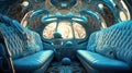 The modern car interior blue toner of luxury