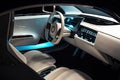 modern car interior with sleek lines, minimalist design, and high-tech gadgetry Royalty Free Stock Photo