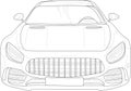 Modern car with outlines. Vector illustration in black and white. Royalty Free Stock Photo