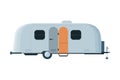 Modern Caravan Trailer, Mobile Home for Summer Trip, Family Tourism and Vacation Flat Vector Illustration