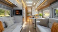 Modern caravans, trailers, and campers feature stylish and functional interior designs with a range of amenities for a