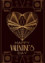 Modern card Valentines Day.Vector image in classic art deco ret