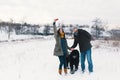 Modern carefree man and woman making selfie with their fluffy do Royalty Free Stock Photo