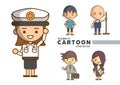 Modern Cartoon character in various jobs for designers