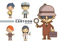 Modern Cartoon character in various jobs for designers