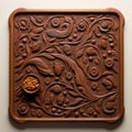 Modern Carved Wooden Baking Sheet: Hand Forged Tray With Floral Motive Royalty Free Stock Photo