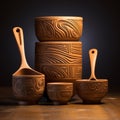 Modern Carved Wooden Design Measuring Cups