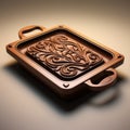 Modern Carved Wooden Design Roasting Pan - 3d Rendered Flatbread Pan