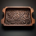 Modern Carved Wooden Roasting Pan With Swirling Pattern