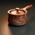 Modern Carved Wooden Saucepan With Photorealistic Rendering