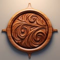 Modern Carved Wooden Skillet: Mythical Symbolism And Flowing Forms