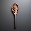Modern Carved Wooden Slotted Spoon With Leafy Pattern
