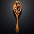 Modern Carved Wooden Slotted Spoon With Swirls