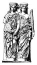 Modern Caryatid, Building , vintage engraving