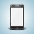 Modern cell phone with white screen. Royalty Free Stock Photo