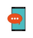 Modern cellphone and conversation bubble icon Royalty Free Stock Photo