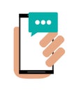 Modern cellphone and conversation bubble icon Royalty Free Stock Photo