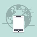 modern cellphone with earth globe icon image Royalty Free Stock Photo