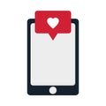 Modern cellphone and heart notification icon