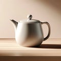 Modern Ceramic Teapot on Wooden Table, AI generated