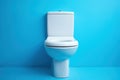 Modern Ceramic toilet blue wall. Generate Ai