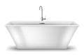 Modern ceramic white bathtub from bathroom interior with faucet isolated. Stylish acrylic bath tub Royalty Free Stock Photo