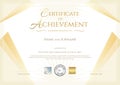 Modern certificate of achievement in gold theme Royalty Free Stock Photo