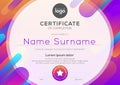 modern certificate of completion template with vibrant bold color abstract background