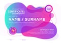 Modern certificate of completion template with vibrant bold color fluid liquid graphic