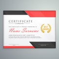 Modern certificate design with geometric red and black shapes