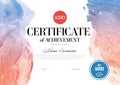 Modern certificate template with blue watercolor style