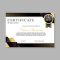 Modern certificate template design with gold, white and black color Royalty Free Stock Photo