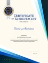 Modern certificate template with elegant border frame, Diploma design for graduation or completion Royalty Free Stock Photo